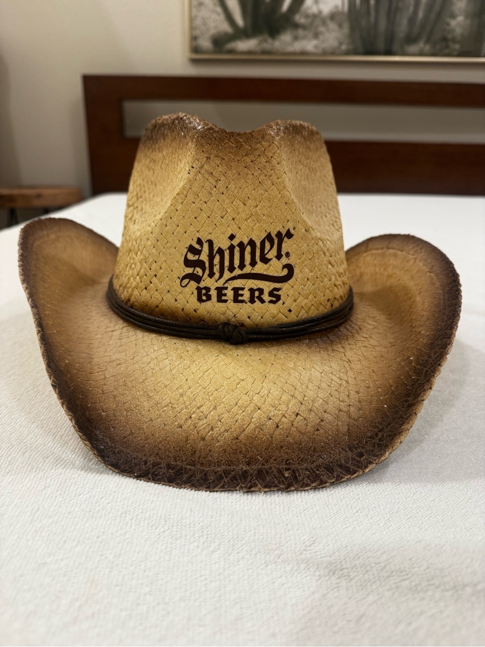 Men's Straw Cowboy Hat - Tan with Dark Brim